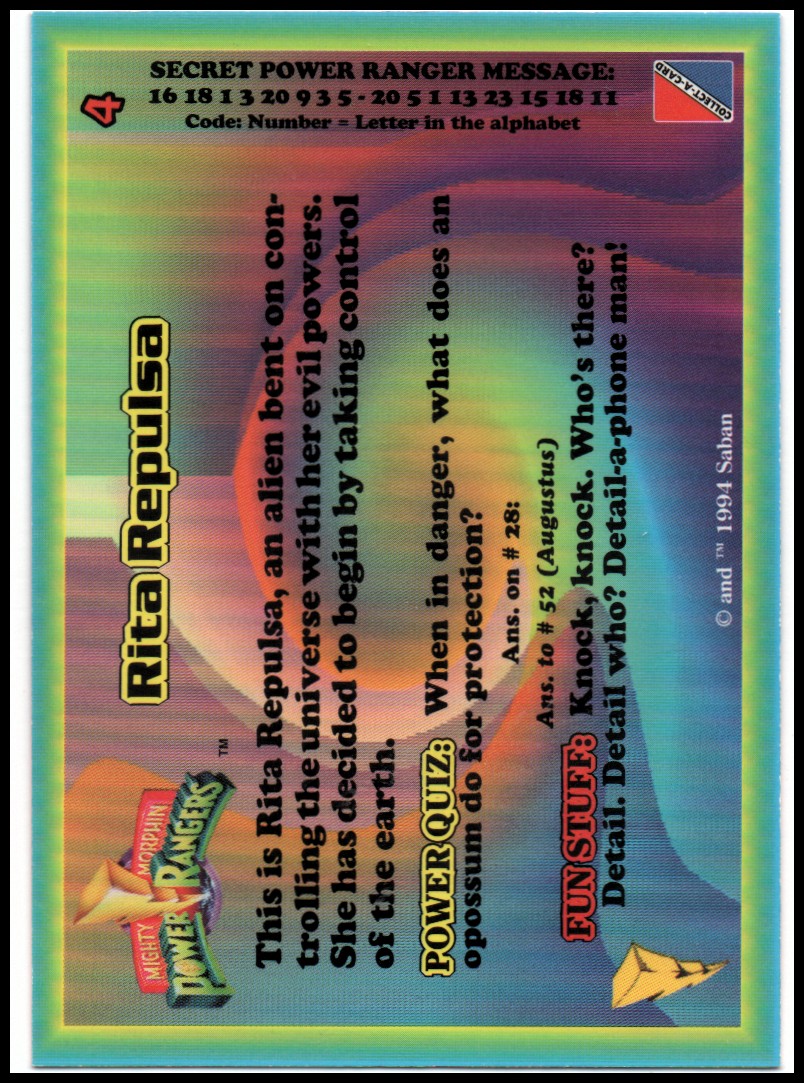 Power Rangers Series One (1994 Collect-A-Card) "Main Set" Cards #1 to #72 - Picture 11 of 145