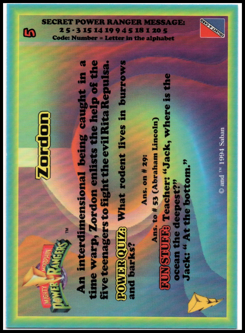 Power Rangers Series One (1994 Collect-A-Card) "Main Set" Cards #1 to #72 - Picture 13 of 145