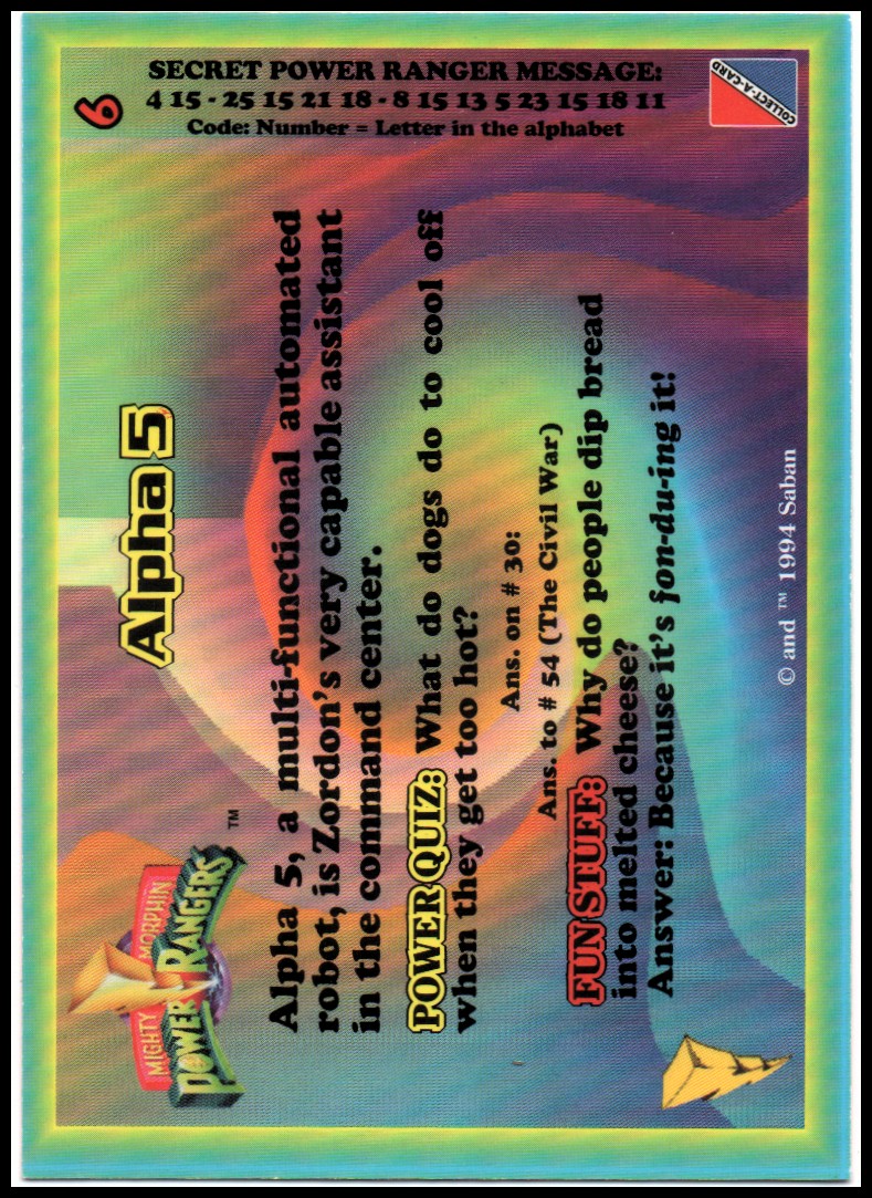 Power Rangers Series One (1994 Collect-A-Card) "Main Set" Cards #1 to #72 - Picture 15 of 145