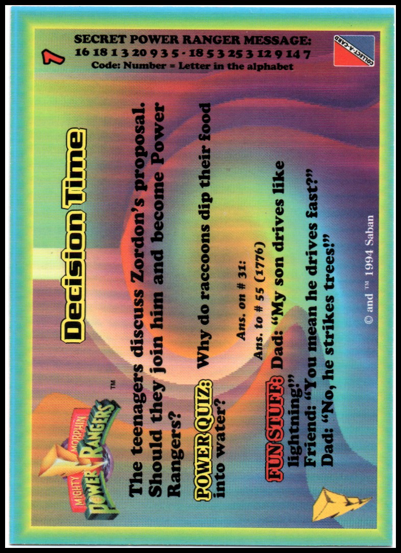 Power Rangers Series One (1994 Collect-A-Card) "Main Set" Cards #1 to #72 - Picture 19 of 145