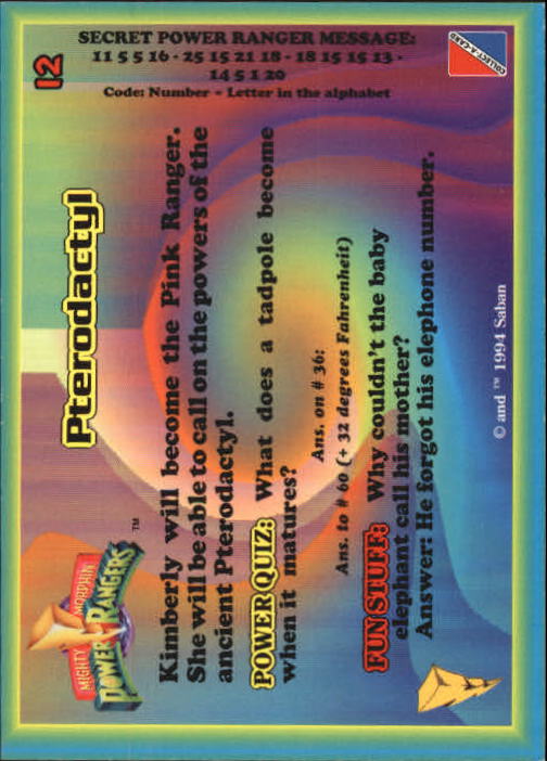Power Rangers Series One (1994 Collect-A-Card) "Main Set" Cards #1 to #72 - Picture 25 of 145