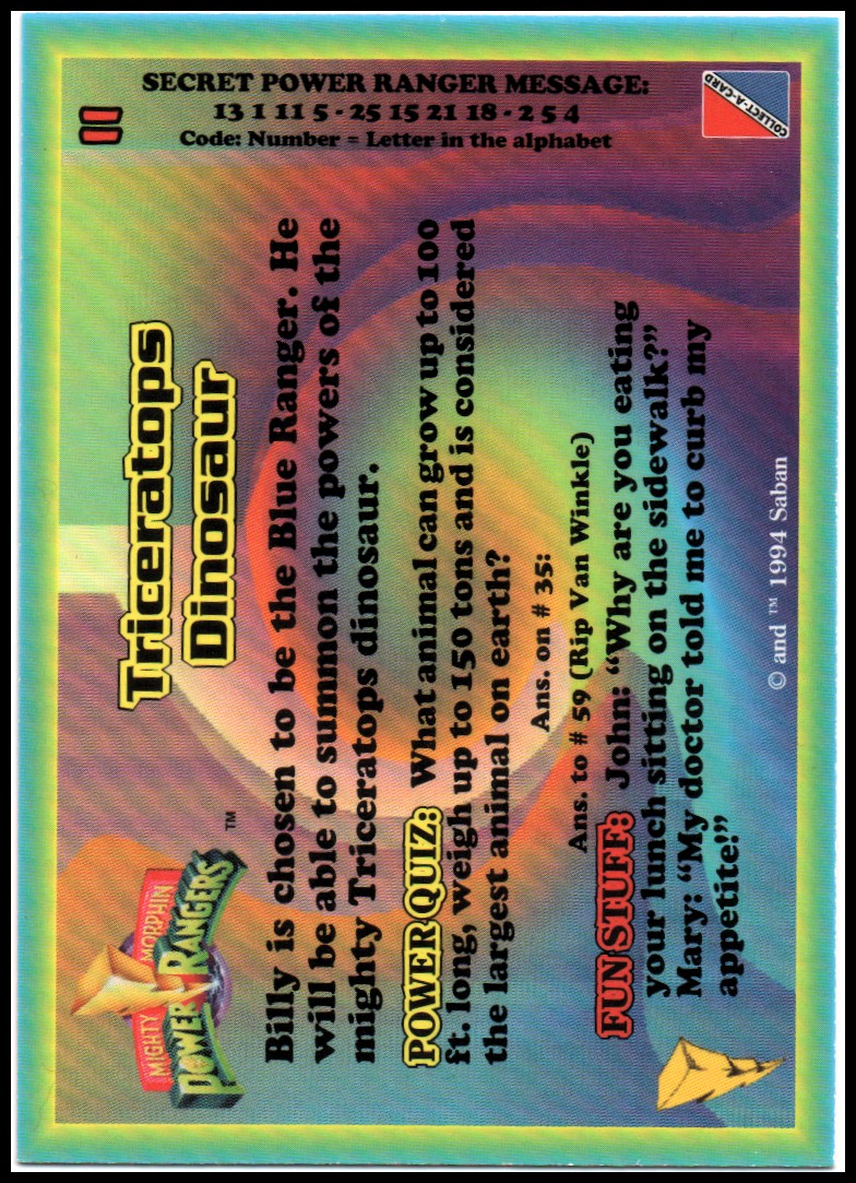 Power Rangers Series One (1994 Collect-A-Card) "Main Set" Cards #1 to #72 - Picture 29 of 145