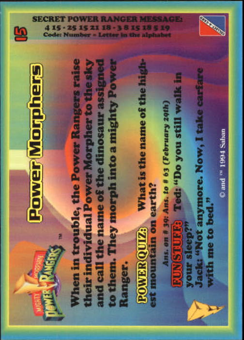 Power Rangers Series One (1994 Collect-A-Card) "Main Set" Cards #1 to #72 - Picture 31 of 145