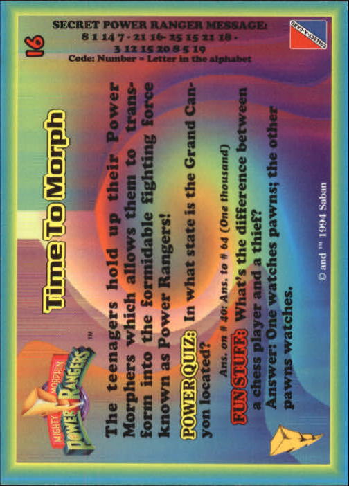 Power Rangers Series One (1994 Collect-A-Card) "Main Set" Cards #1 to #72 - Picture 33 of 145
