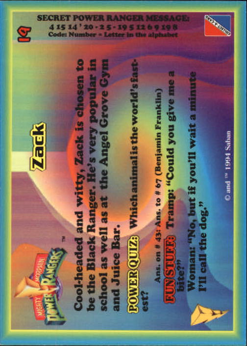 Power Rangers Series One (1994 Collect-A-Card) "Main Set" Cards #1 to #72 - Picture 39 of 145