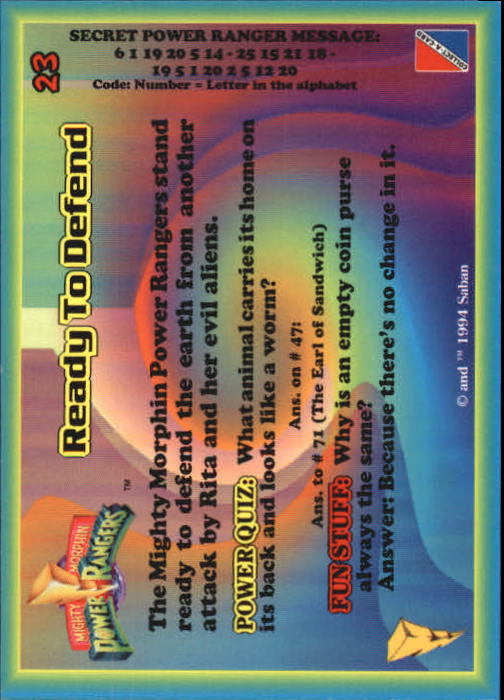 Power Rangers Series One (1994 Collect-A-Card) "Main Set" Cards #1 to #72 - Picture 47 of 145