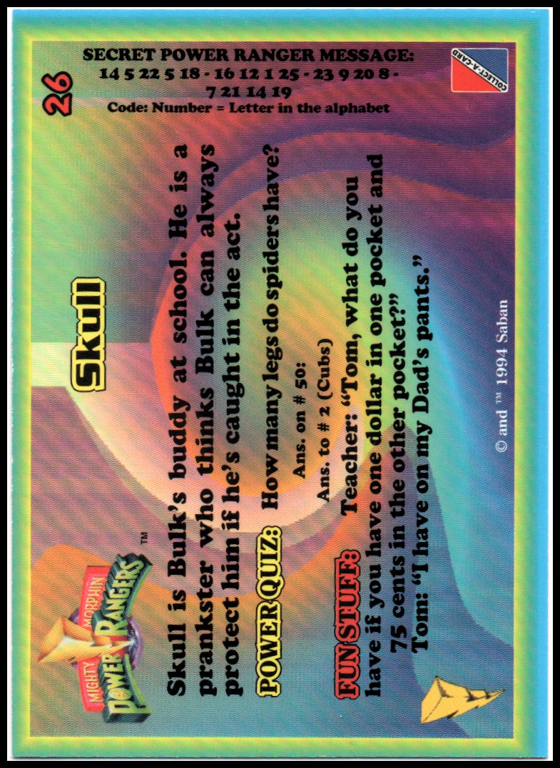 Power Rangers Series One (1994 Collect-A-Card) "Main Set" Cards #1 to #72 - Picture 53 of 145