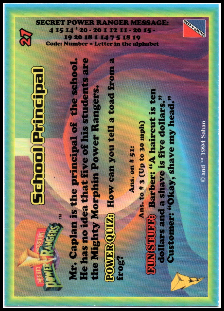 Power Rangers Series One (1994 Collect-A-Card) "Main Set" Cards #1 to #72 - Picture 55 of 145