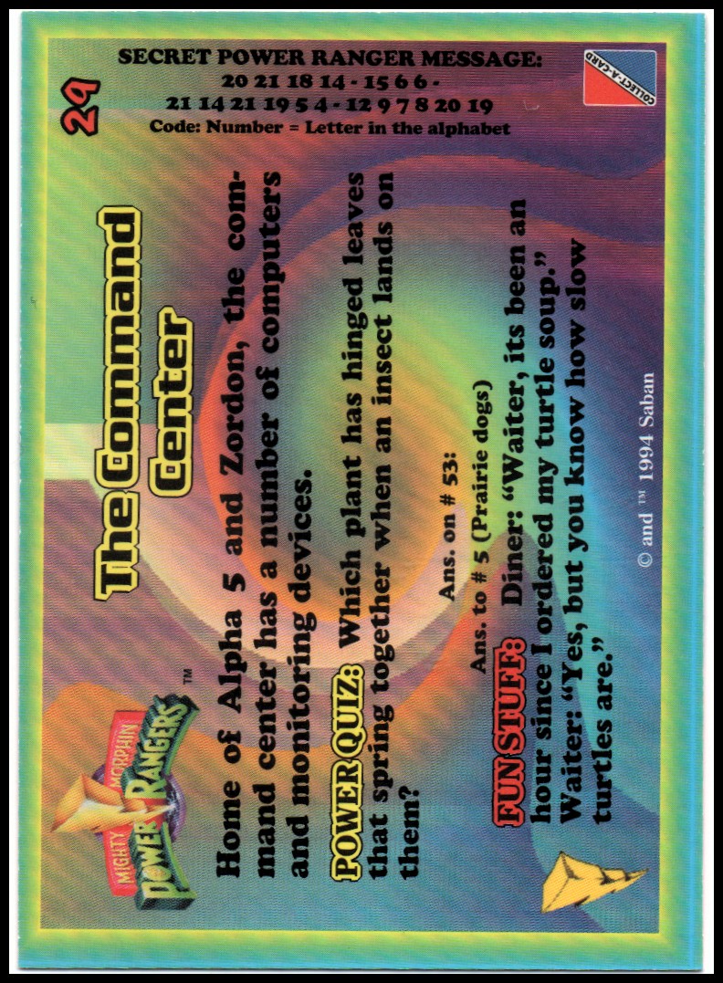 Power Rangers Series One (1994 Collect-A-Card) "Main Set" Cards #1 to #72 - Picture 59 of 145