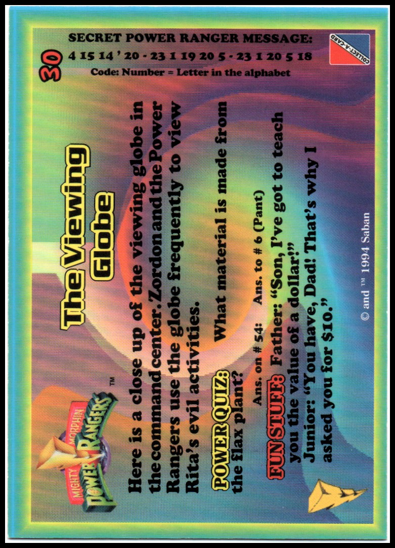 Power Rangers Series One (1994 Collect-A-Card) "Main Set" Cards #1 to #72 - Picture 61 of 145