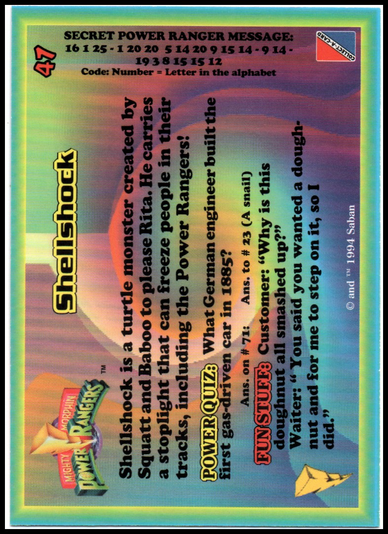 Power Rangers Series One (1994 Collect-A-Card) "Main Set" Cards #1 to #72 - Picture 95 of 145