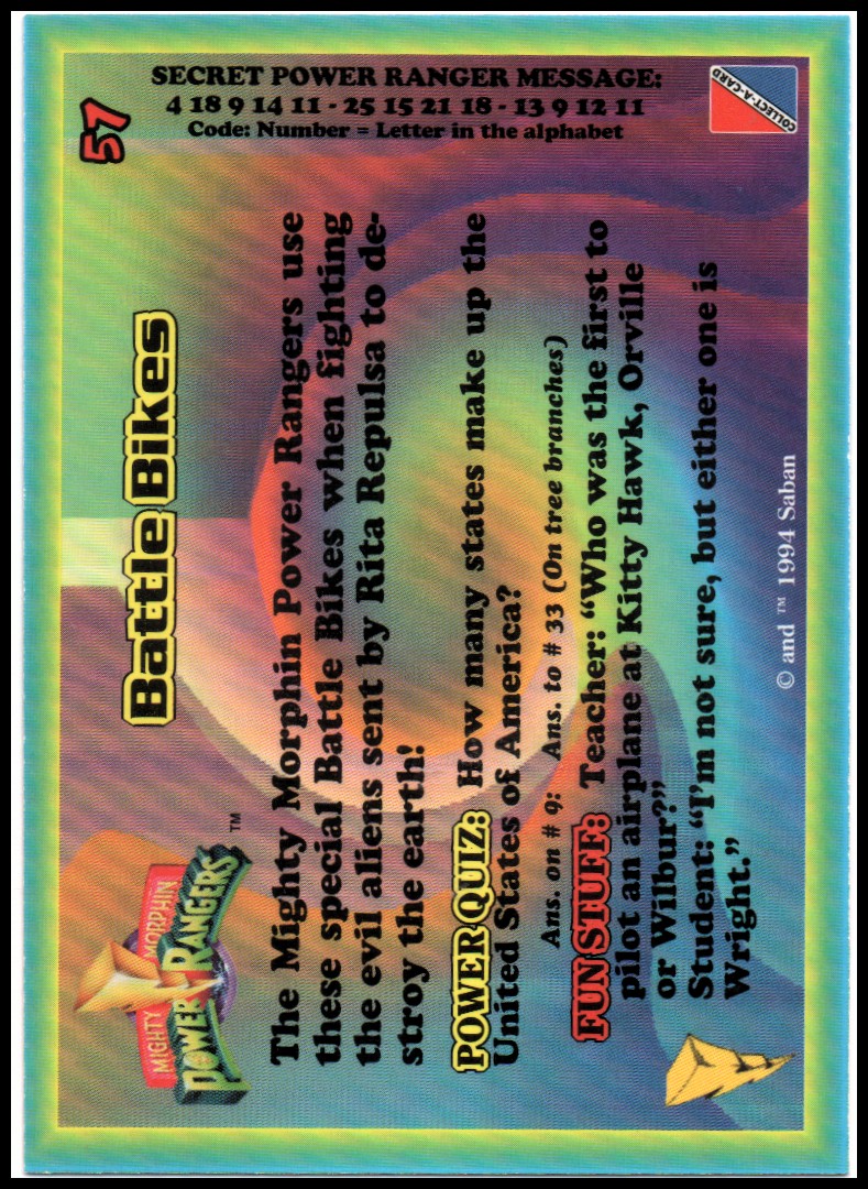 Power Rangers Series One (1994 Collect-A-Card) "Main Set" Cards #1 to #72 - Picture 115 of 145