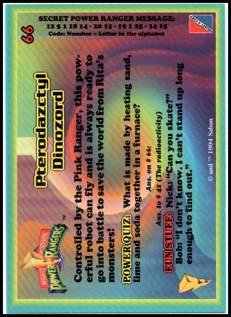 Power Rangers Series One (1994 Collect-A-Card) "Main Set" Cards #1 to #72 - Picture 133 of 145