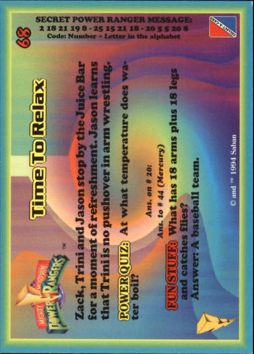 Power Rangers Series One (1994 Collect-A-Card) "Main Set" Cards #1 to #72 - Picture 137 of 145