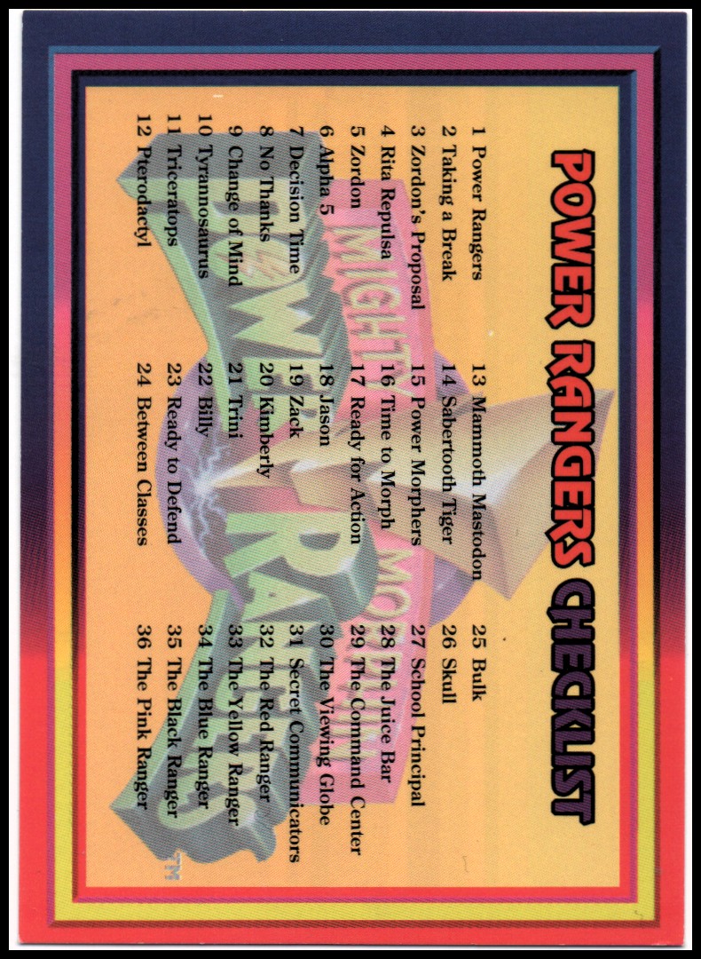 Power Rangers Series One (1994 Collect-A-Card) "Main Set" Cards #1 to #72 - Picture 144 of 145