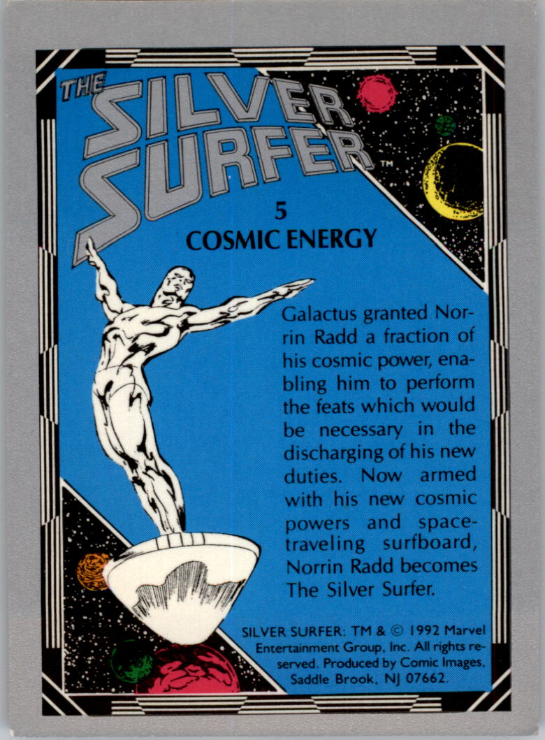1992 Comic Images Silver Surfer #5 Cosmic Energy back image