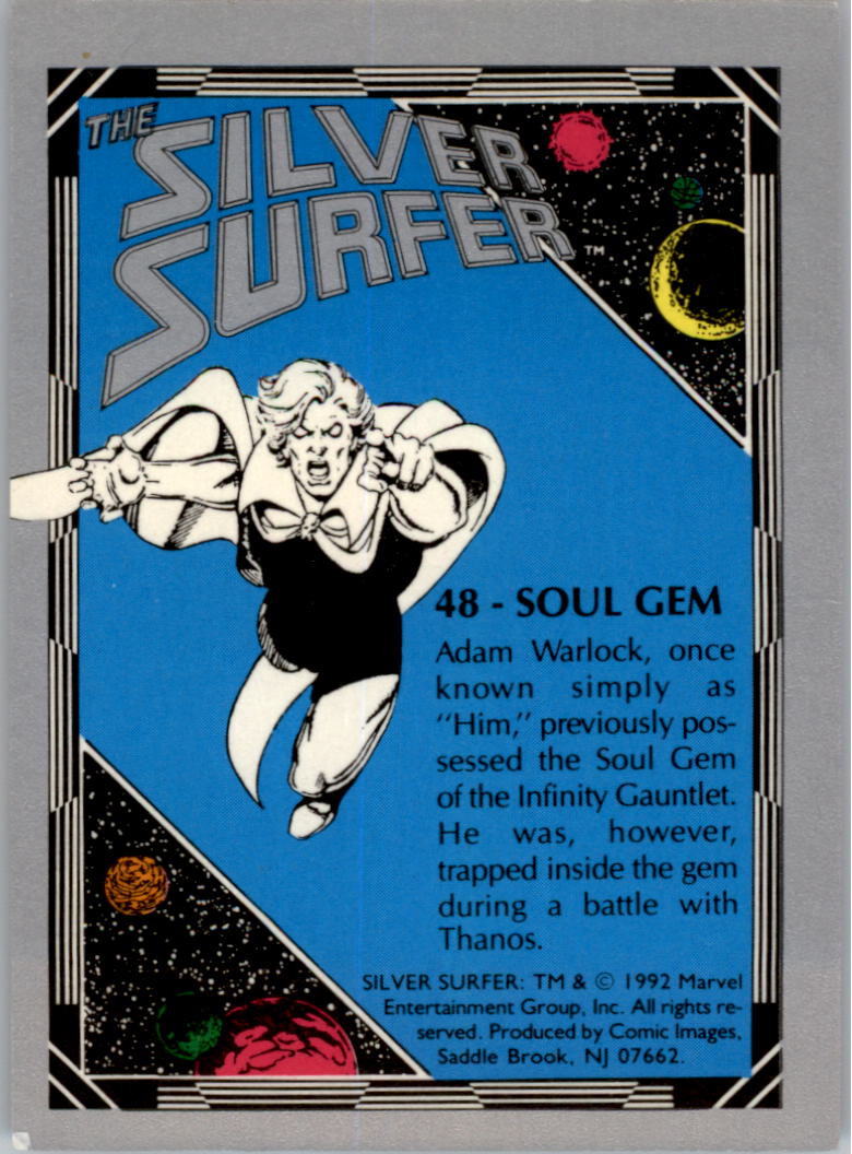 1992 Comic Images Silver Surfer #48 Soul Gem back image