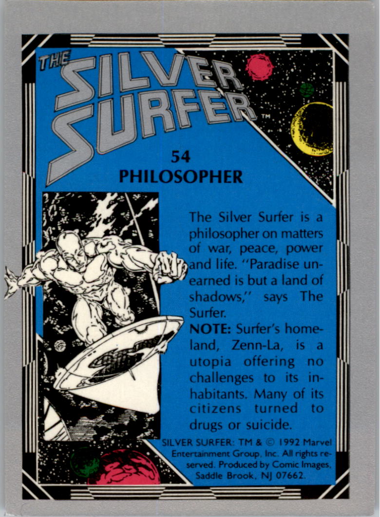1992 Comic Images Silver Surfer #54 Philosopher back image