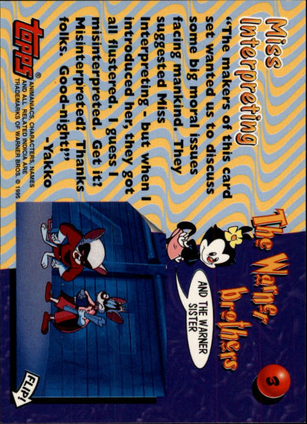 A6188- 1995 Animaniacs Card #s 1-72 +Inserts -You Pick- 15+