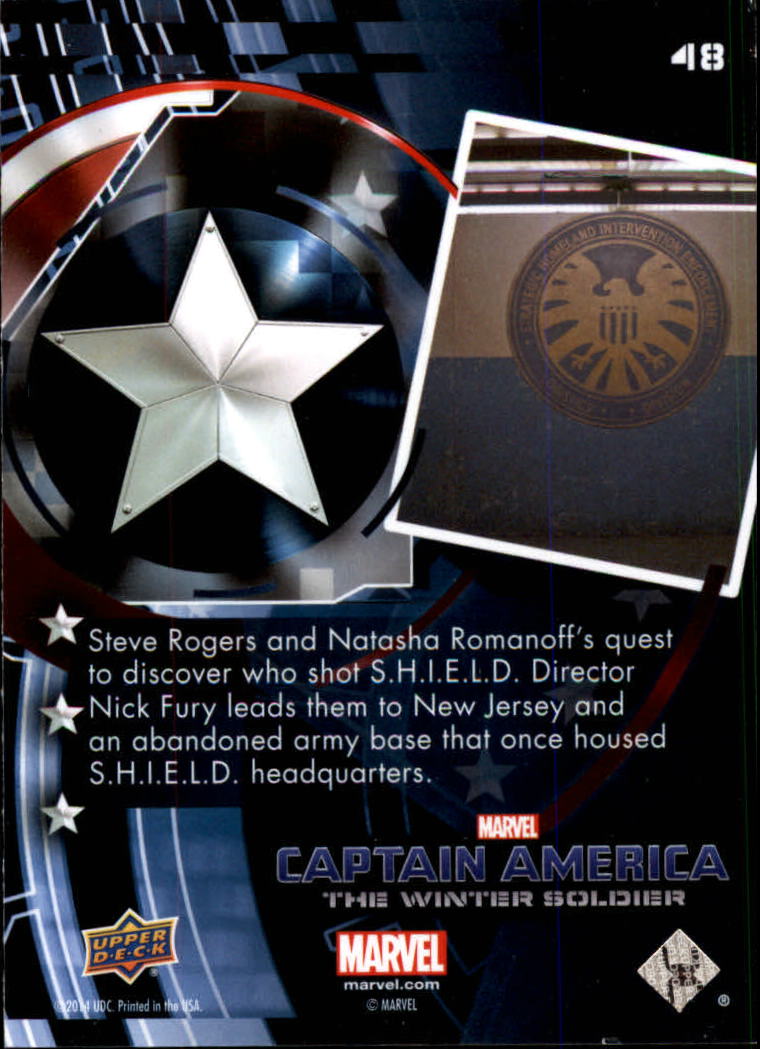 2014 Upper Deck Captain America The Winter Soldier #48 Steve Rogers and Natasha Romanoff's quest to disvo back image