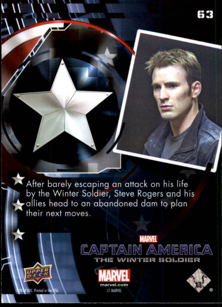 2014 Upper Deck Captain America The Winter Soldier #63 After barely escaping an attack on his life by the back image