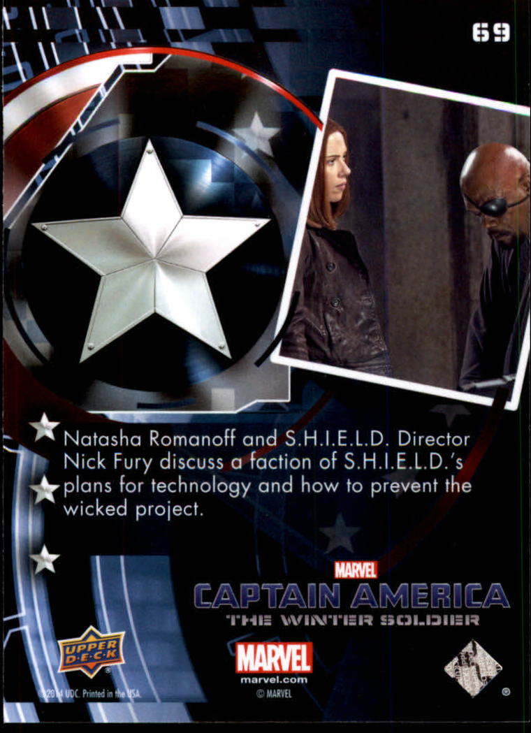 2014 Upper Deck Captain America The Winter Soldier #69 Natasha Romanoff and S.H.I.E.L.D. Director Nick Fu back image