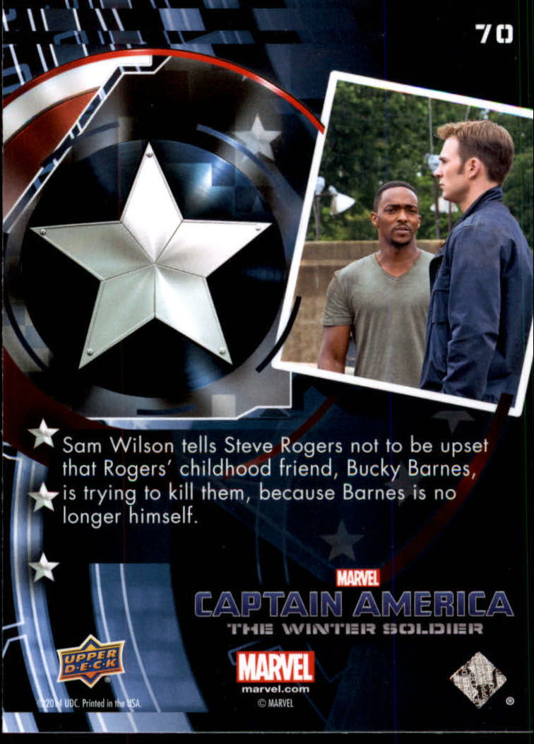 2014 Upper Deck Captain America The Winter Soldier #70 Sam Wilson tells Steve Rogers not to be upset that back image