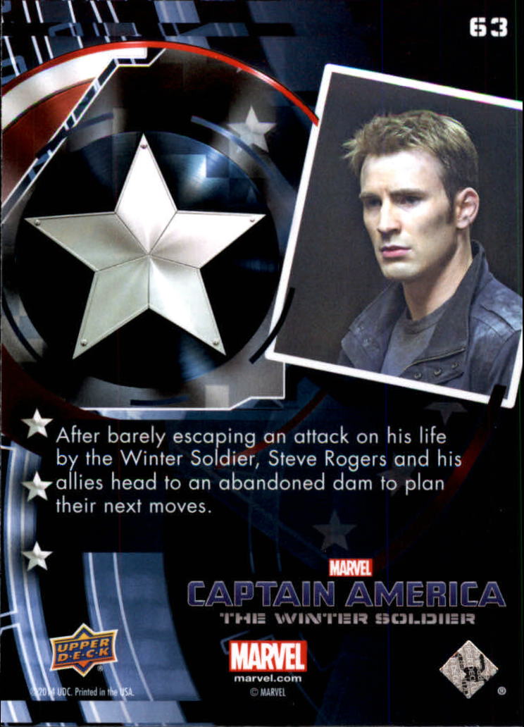 2014 Upper Deck Captain America The Winter Soldier Silver Foil #63 After barely escaping an attack on his life by the back image