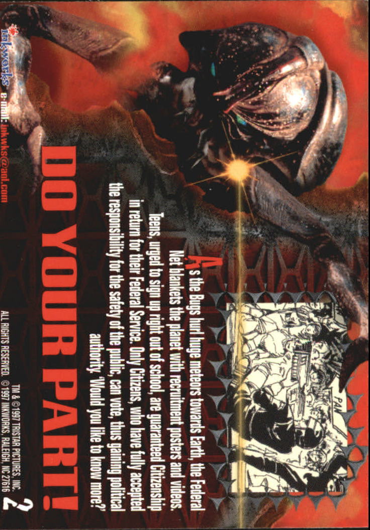 1997 Inkworks Starship Troopers #2 Do Your Part back image