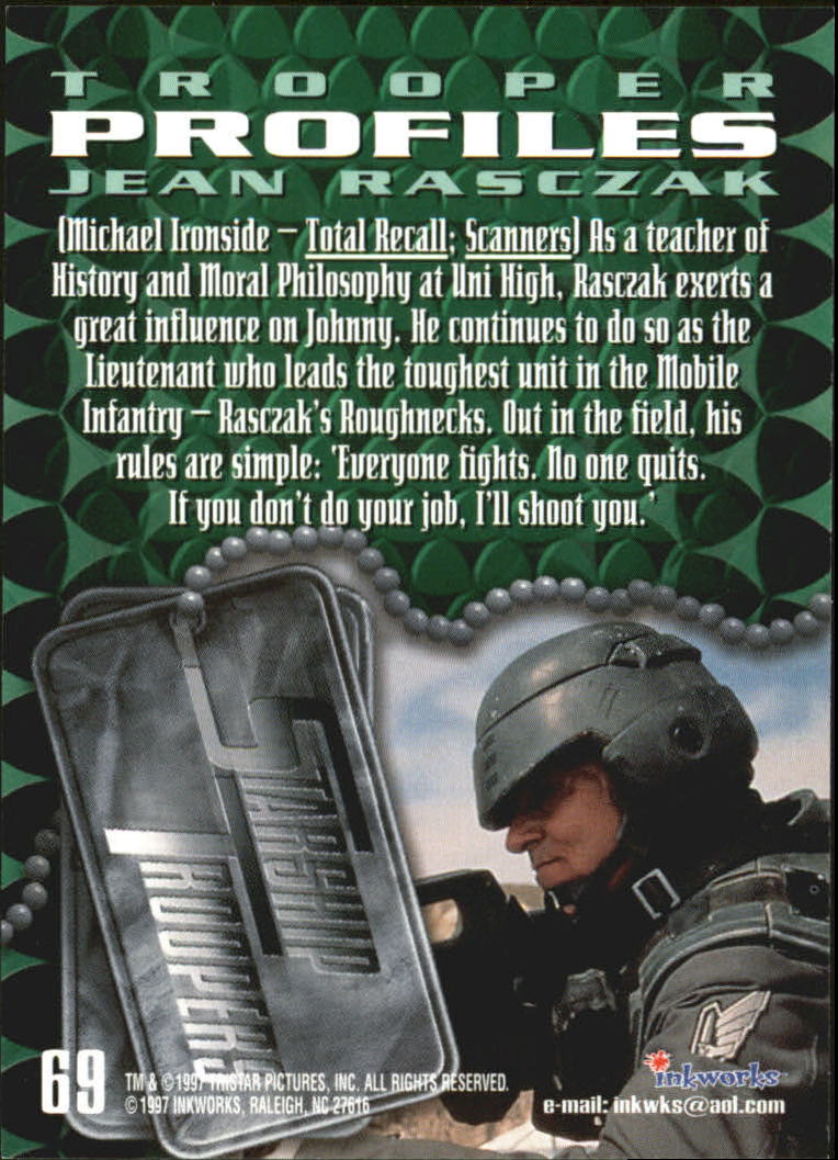 1997 Inkworks Starship Troopers #69 Jean Rasczak back image