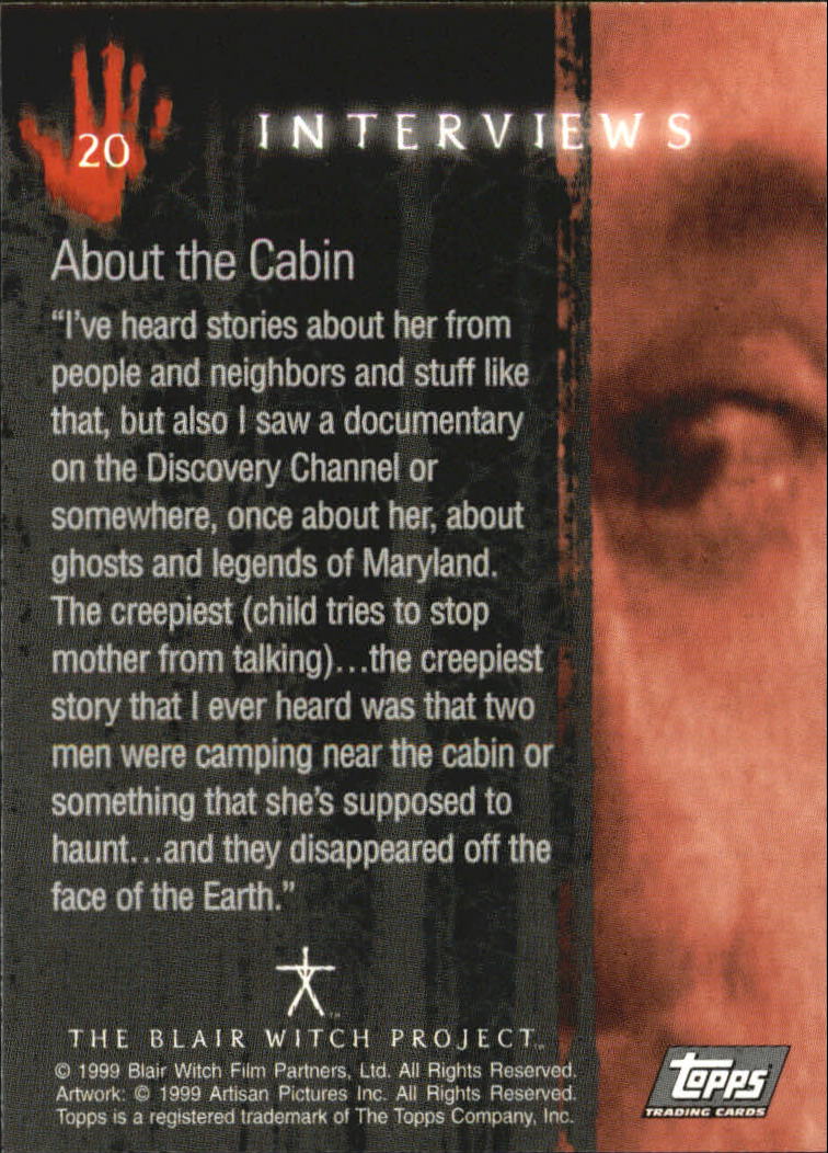 1999 Topps Blair Witch Project #20 About the Cabin - NM-MT