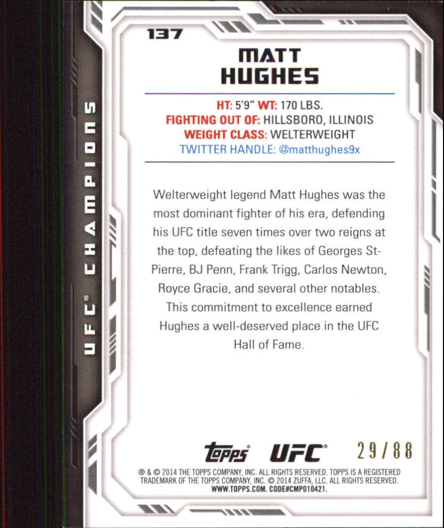 2014 Topps UFC Champions Blue #137 Matt Hughes back image