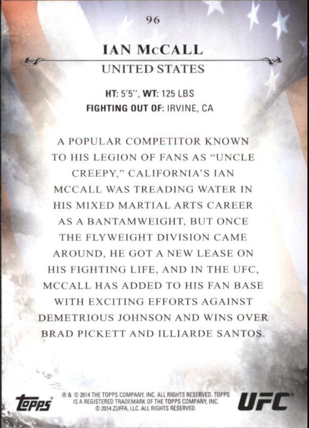 2014 Topps UFC Bloodlines #96 Ian McCall back image