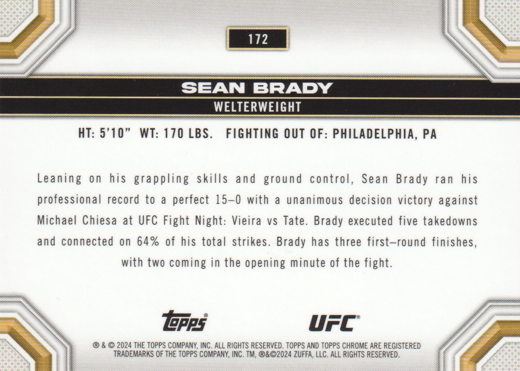 2024 Topps Chrome UFC Purple Refractors #172 Sean Brady