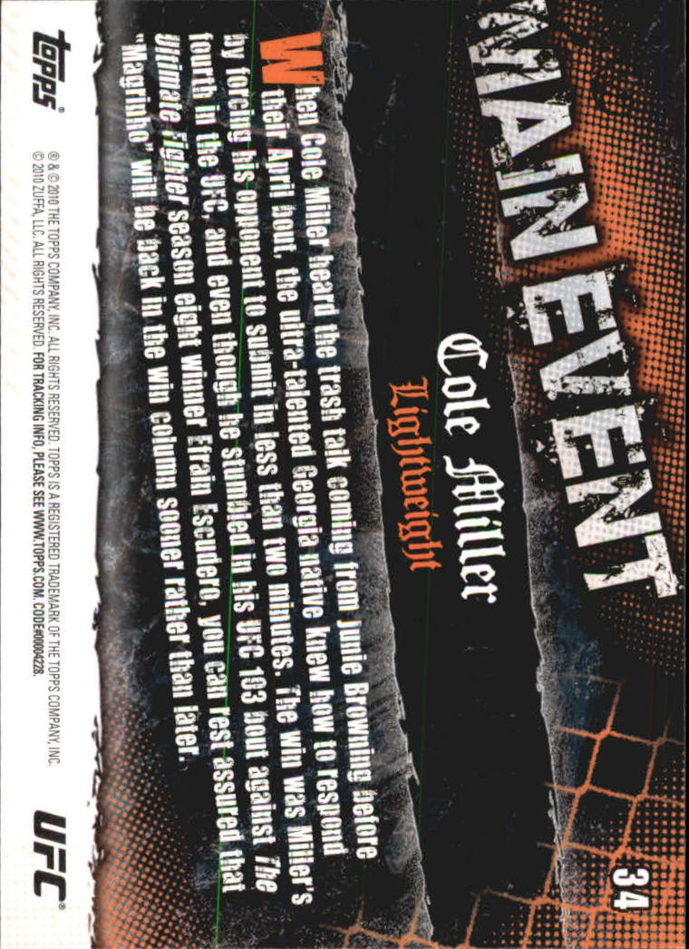A9506- 2010 Topps UFC Main Event #s 1-150 +Inserts -You Pick- 15+ FREE US SHIP - Picture 45 of 249