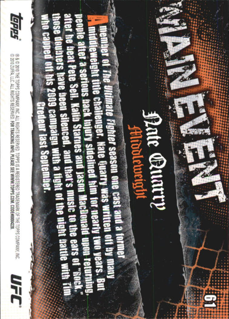 A9506- 2010 Topps UFC Main Event #s 1-150 +Inserts -You Pick- 15+ FREE US SHIP - Picture 81 of 249