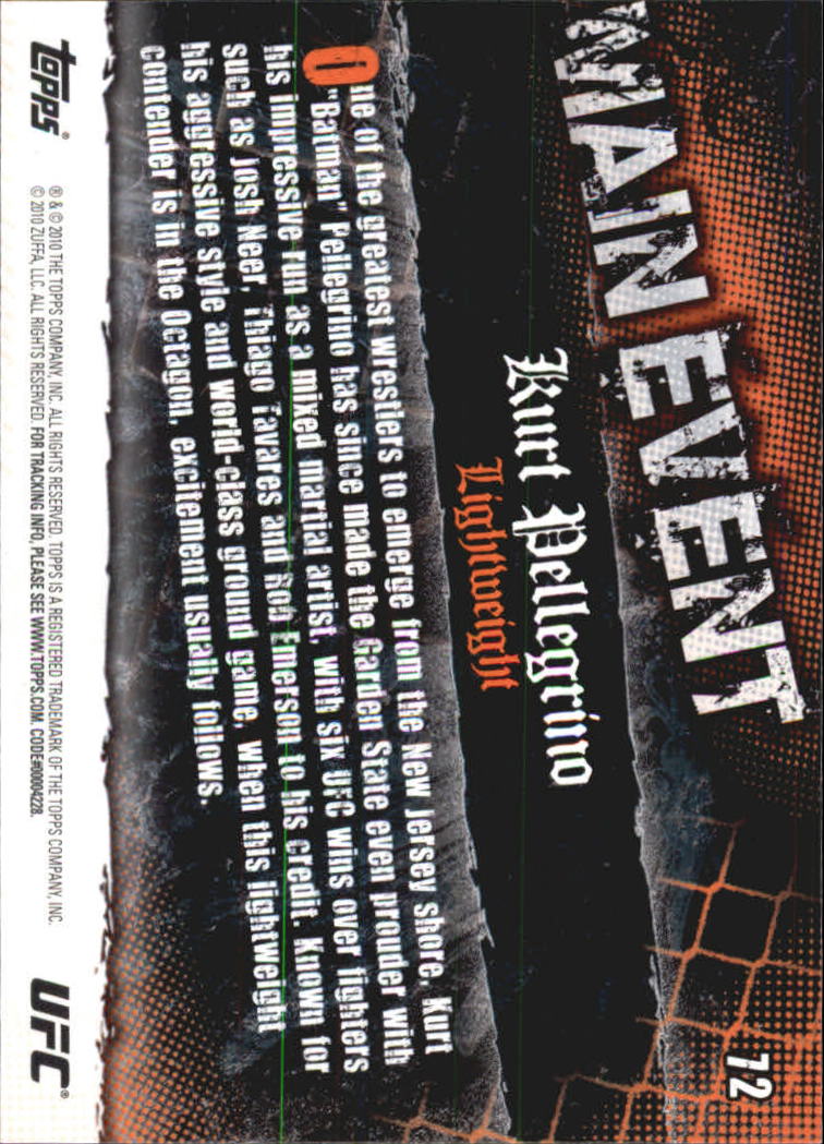 2010 Topps UFC Main Event #72 Kurt Pellegrino back image
