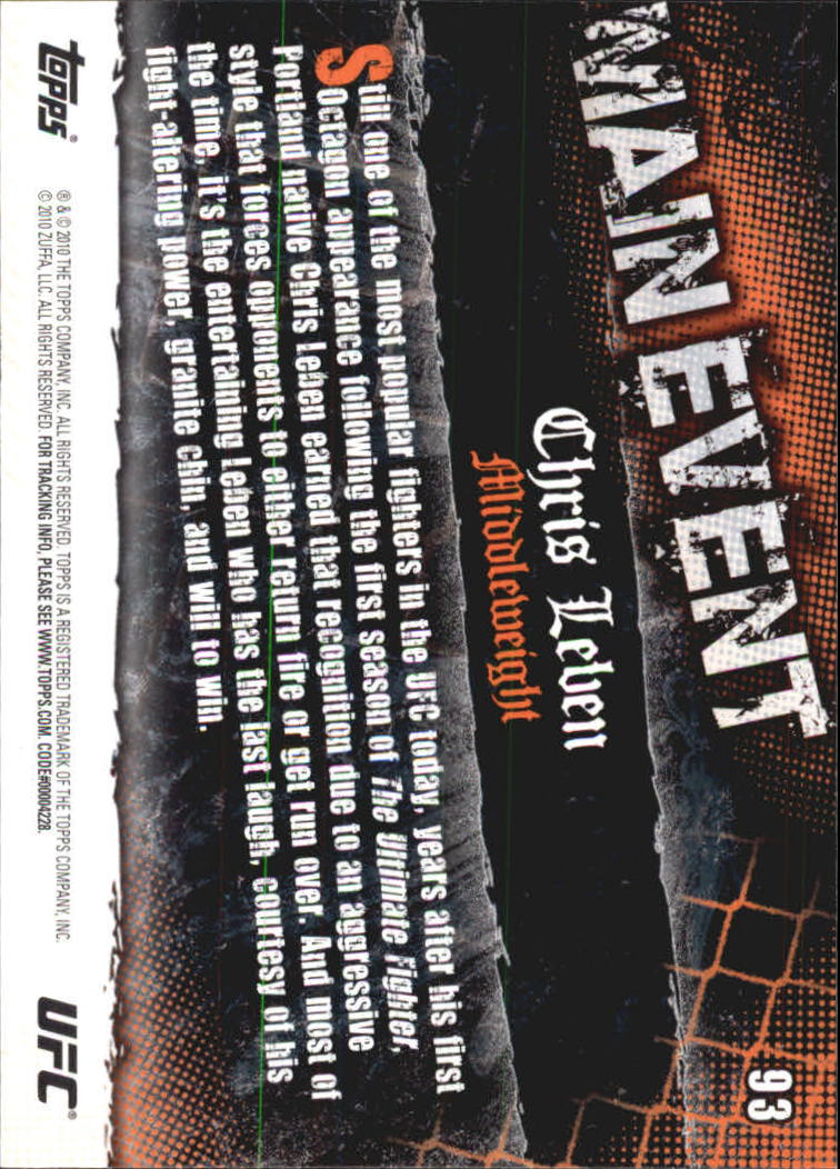 A9506- 2010 Topps UFC Main Event #s 1-150 +Inserts -You Pick- 15+ FREE US SHIP - Picture 115 of 249