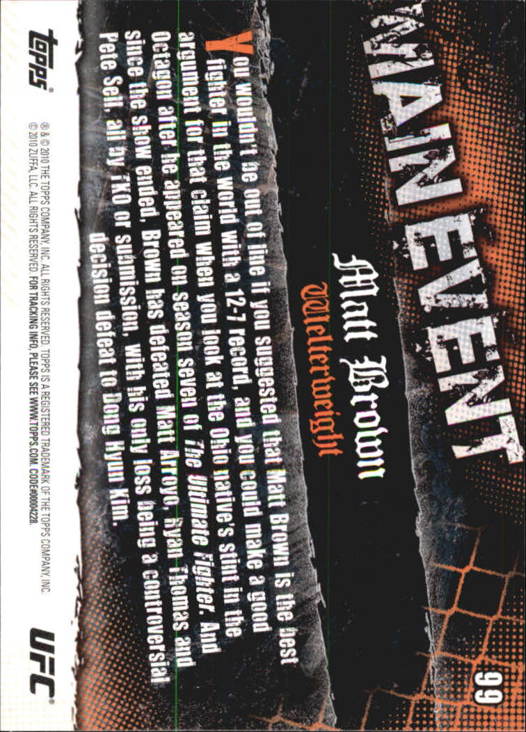 A9506- 2010 Topps UFC Main Event #s 1-150 +Inserts -You Pick- 15+ FREE US SHIP - Picture 125 of 249