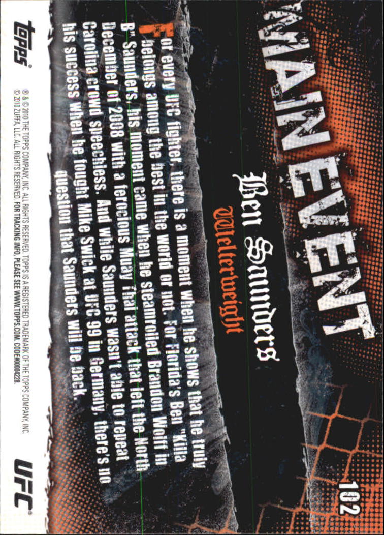 A9506- 2010 Topps UFC Main Event #s 1-150 +Inserts -You Pick- 15+ FREE US SHIP - Picture 129 of 249