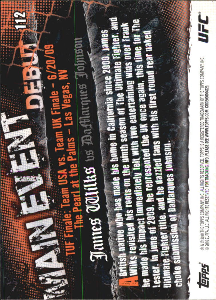 A9506- 2010 Topps UFC Main Event #s 1-150 +Inserts -You Pick- 15+ FREE US SHIP - Picture 145 of 249