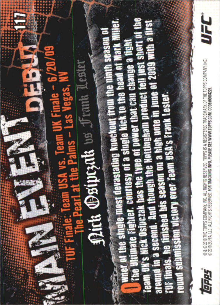 A9506- 2010 Topps UFC Main Event #s 1-150 +Inserts -You Pick- 15+ FREE US SHIP - Picture 155 of 249