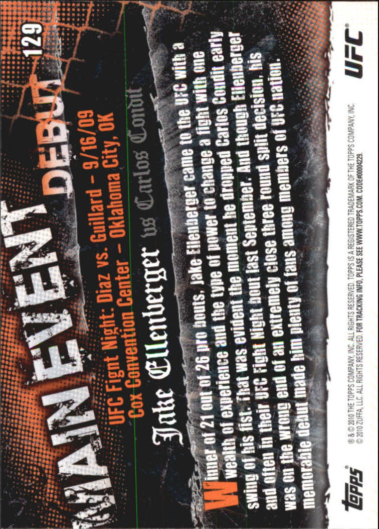 A9506- 2010 Topps UFC Main Event #s 1-150 +Inserts -You Pick- 15+ FREE US SHIP - Picture 175 of 249