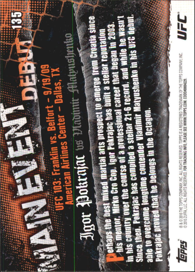 A9506- 2010 Topps UFC Main Event #s 1-150 +Inserts -You Pick- 15+ FREE US SHIP - Picture 183 of 249