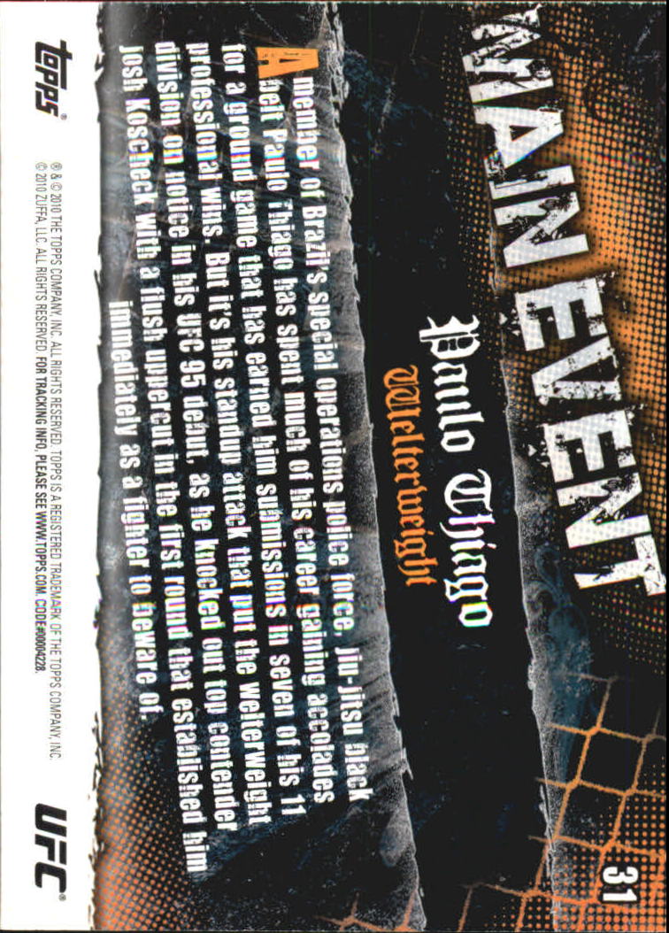 A9506- 2010 Topps UFC Main Event #s 1-150 +Inserts -You Pick- 15+ FREE US SHIP - Picture 209 of 249