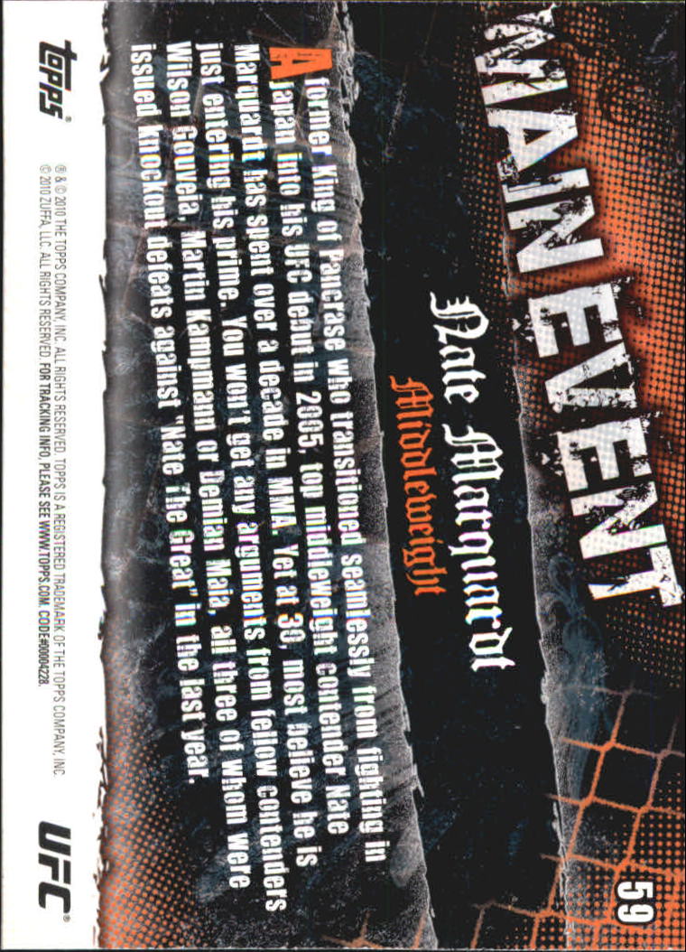 A9506- 2010 Topps UFC Main Event #s 1-150 +Inserts -You Pick- 15+ FREE US SHIP - Picture 215 of 249