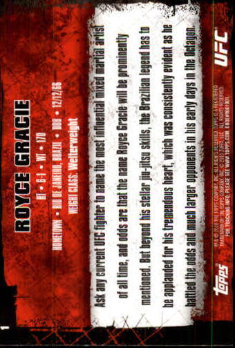 2010 Topps UFC #1 Royce Gracie back image