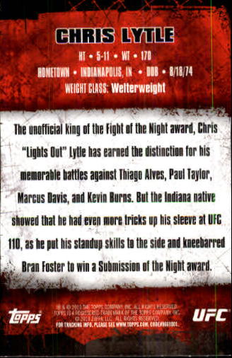 2010 Topps UFC #2 Chris Lytle back image