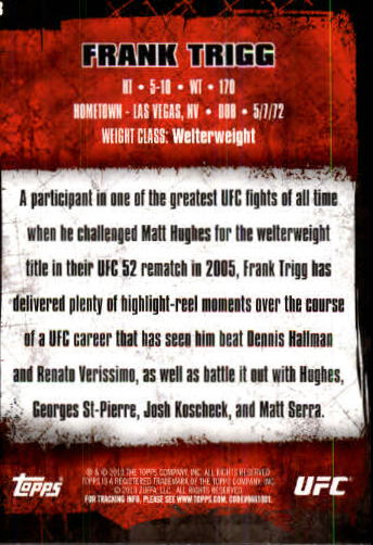 2010 Topps UFC #3 Frank Trigg RC back image