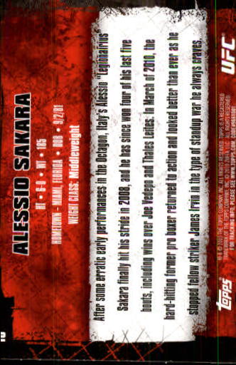 2010 Topps UFC #10 Alessio Sakara RC back image